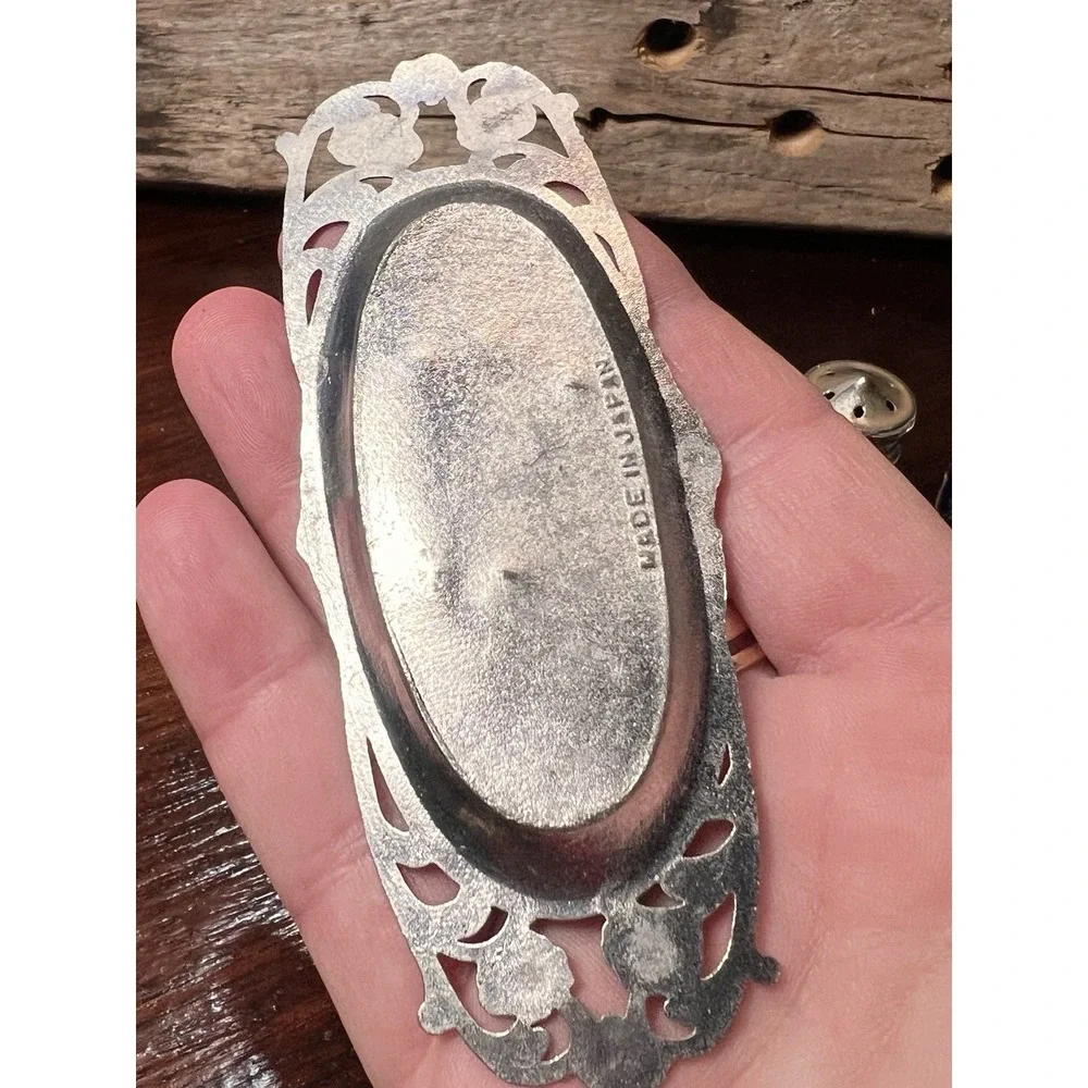 Vintage Metal Salt And Pepper Shakers Souvenir Texas with Tray‎ Japan Elegant